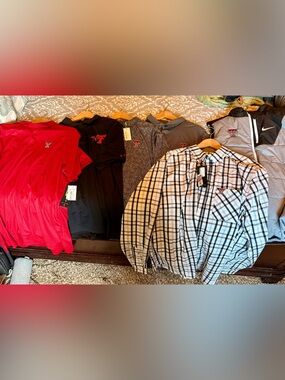 NWT 4 2xl Texas Tech polos, dress shirt, Nike vest. under armour, Cutter&Buck